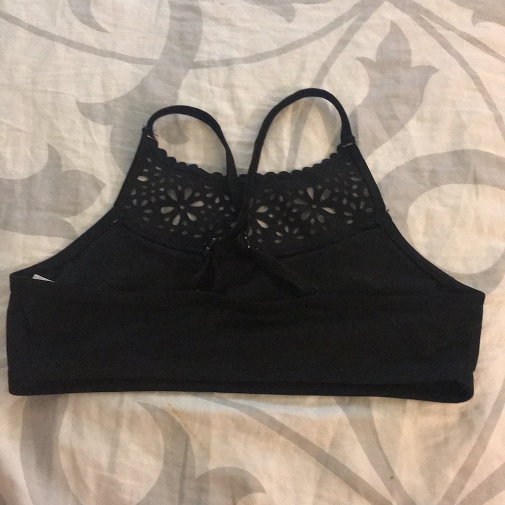 JUSTICE Girl's Laser Cut High Neck Bikini Swim 12 BLACK - Picture 6 of 8